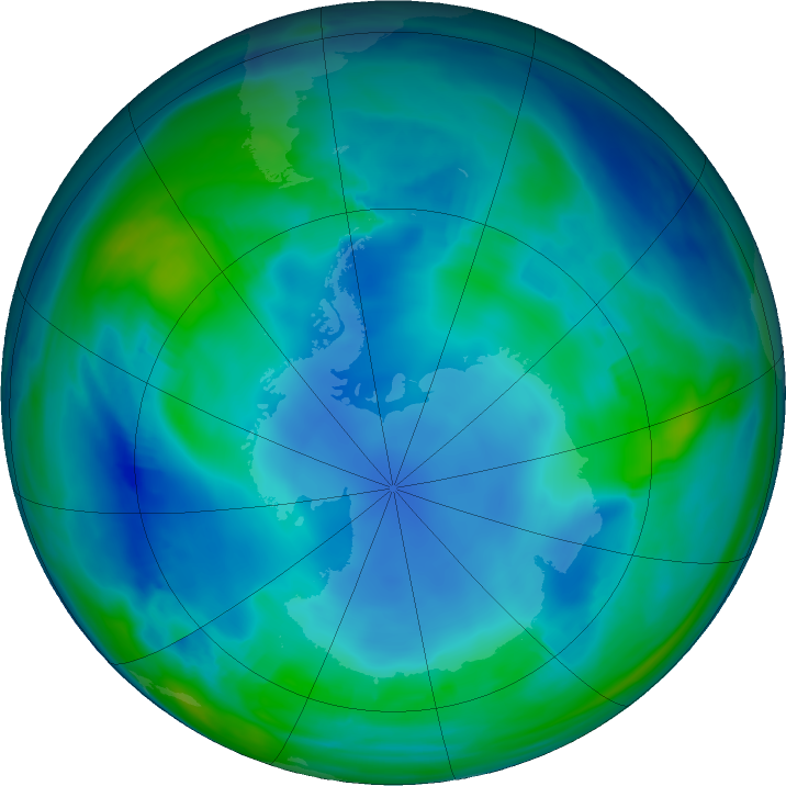 Antarctic ozone map for 21 May 2023